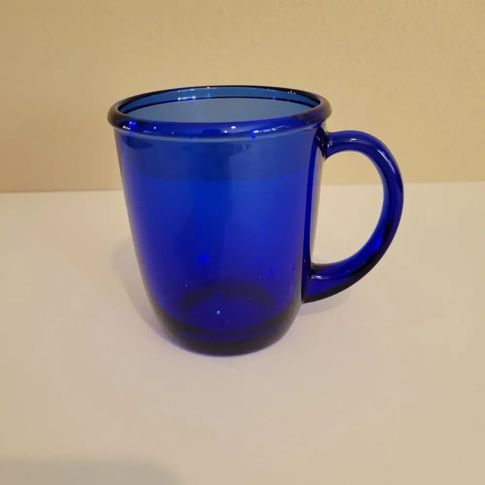 Arcoroc France Cobalt Blue Glass Coffee Mug 3.75